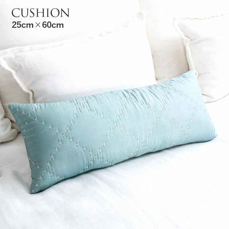 La deco ラ・デコ シルクベルベットスティッククッション 中材付き 25cmx60cm SKY