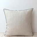 日本産リネンクッションカバー 45x45cm ネイビーパイピング オートミール OM 0050-zk-cc45-60linen-om 定形外郵便送料無料