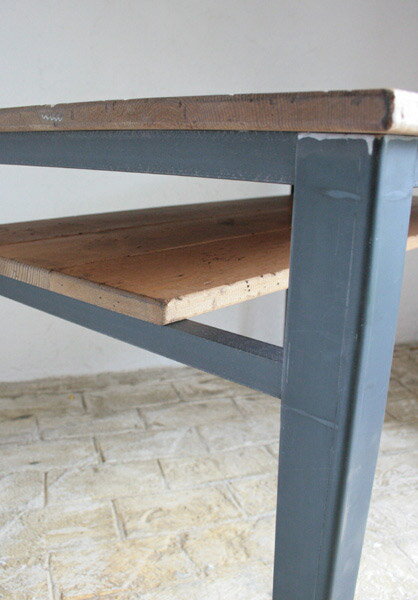 ダイニングテーブル ダイニング セット 木製 カントリー ダイニングチェア ホテル リビング 天板 無垢 北欧 カフェ ナチュラル モダン ラスティックアイアン アイアンカフェテーブル(棚板あり) 1200×8000220-dt-RI-102-120TN [3]