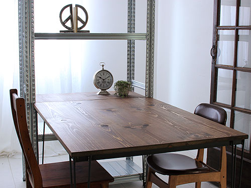 ダイニングテーブル ダイニング セット 木製 カントリー ダイニングチェア ホテル リビング 天板 無垢 北欧 カフェ ナチュラル モダン 3 Spoked Iron legs Table (アイアン3本脚)0220-dt-RI-108-120 [2]