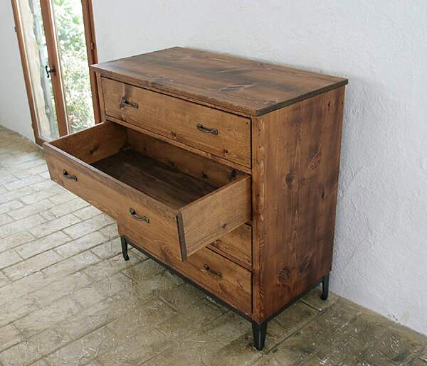 ◇チェスト キャビネット タンス たんす 家具 アンティーク 引き出し カントリー 収納 ホテル キッチン 無垢 北欧 木製 カフェ ナチュラル ラスティックアイアン アイアンレッグチェスト0220-cw-RI-701