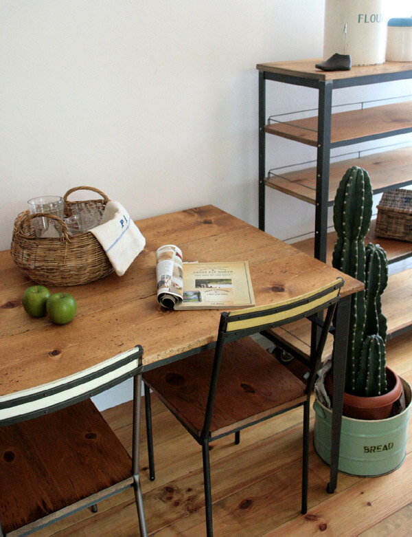 ダイニングテーブル ダイニング セット 木製 カントリー ダイニングチェア ホテル リビング 天板 無垢 北欧 カフェ ナチュラル モダン ラスティックアイアン アイアンカフェテーブル(棚板なし) 1200×8000220-dt-RI-102-120 [2]