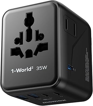 【最新改良型・より小さい！】MOMAX 変換プラグ PD 35W GaN 急速充電 海外用 7台同時充電 3*USB-C PD &..