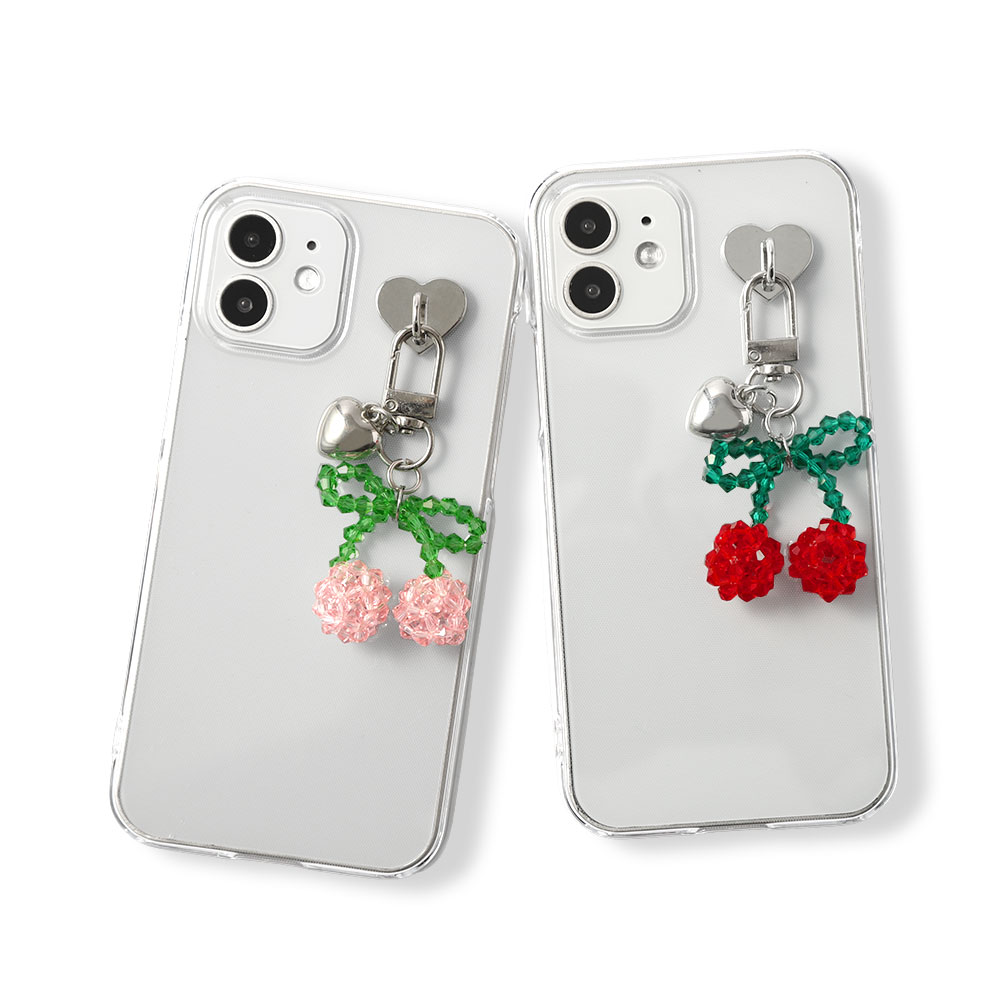 スマホケース クリア 可愛い さくらんぼ チャーム ハンドメイド ipod touch ケース...