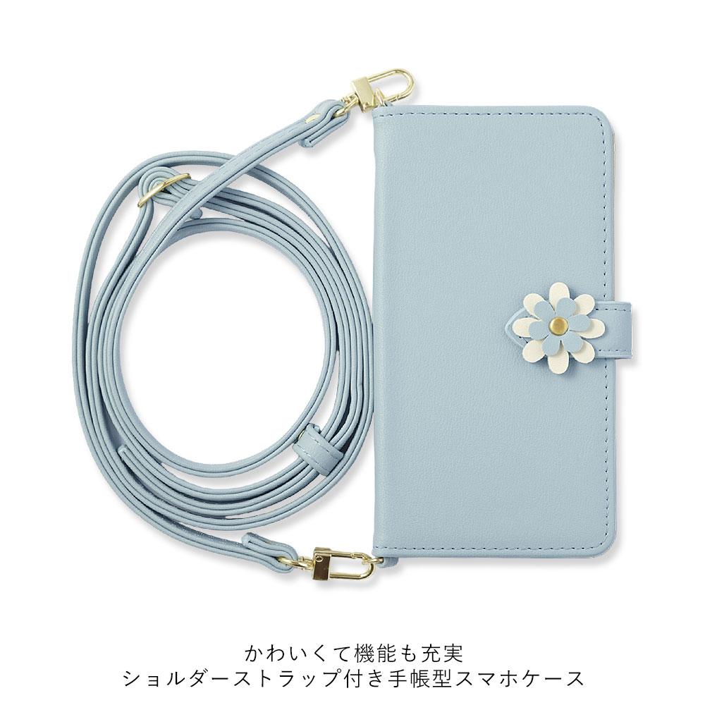 スマホショルダー Libero 5G ケース 手帳型 かわいい ZTE Libero5G ケース 手帳型 リベロ5G ケース ワイモバイル Y!mobile スマホケース 鏡 ショルダーストラップ付き 花 フラワー