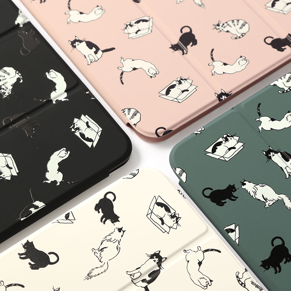 iPad 第10世代 ケース ペン収納 A2696 iPad 第10世代 カバー iPad A16 ケース ペン収納 iPad air 11インチ ケース 13インチ iPad air 第5世代 ケース iPad air 第4世代 ケース M2 M3 M4 かわいい おしゃれ iPadケース iPadカバー 磁気吸着 マグネット ネコ 猫