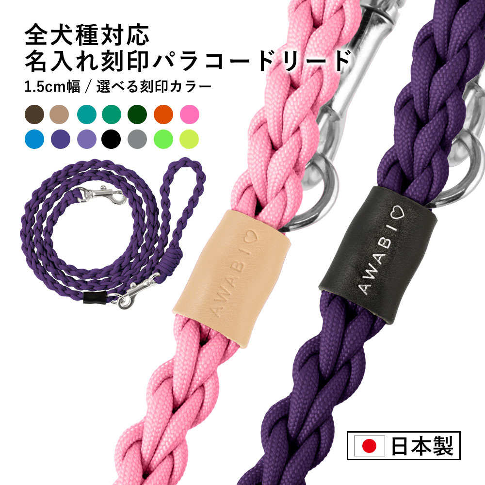 犬 リード おしゃれ 犬 リード パラコード ポリエステル 日本製 犬 リード かわいい 犬 リード かっこいい 犬のリード 犬 リード 超小型犬 小型犬 中型犬 大型犬 パラシュートコード ペット用品 犬用品 カラー シンプル 名入れ イニシャル 刻印 Sサイズ 80cmのサムネイル