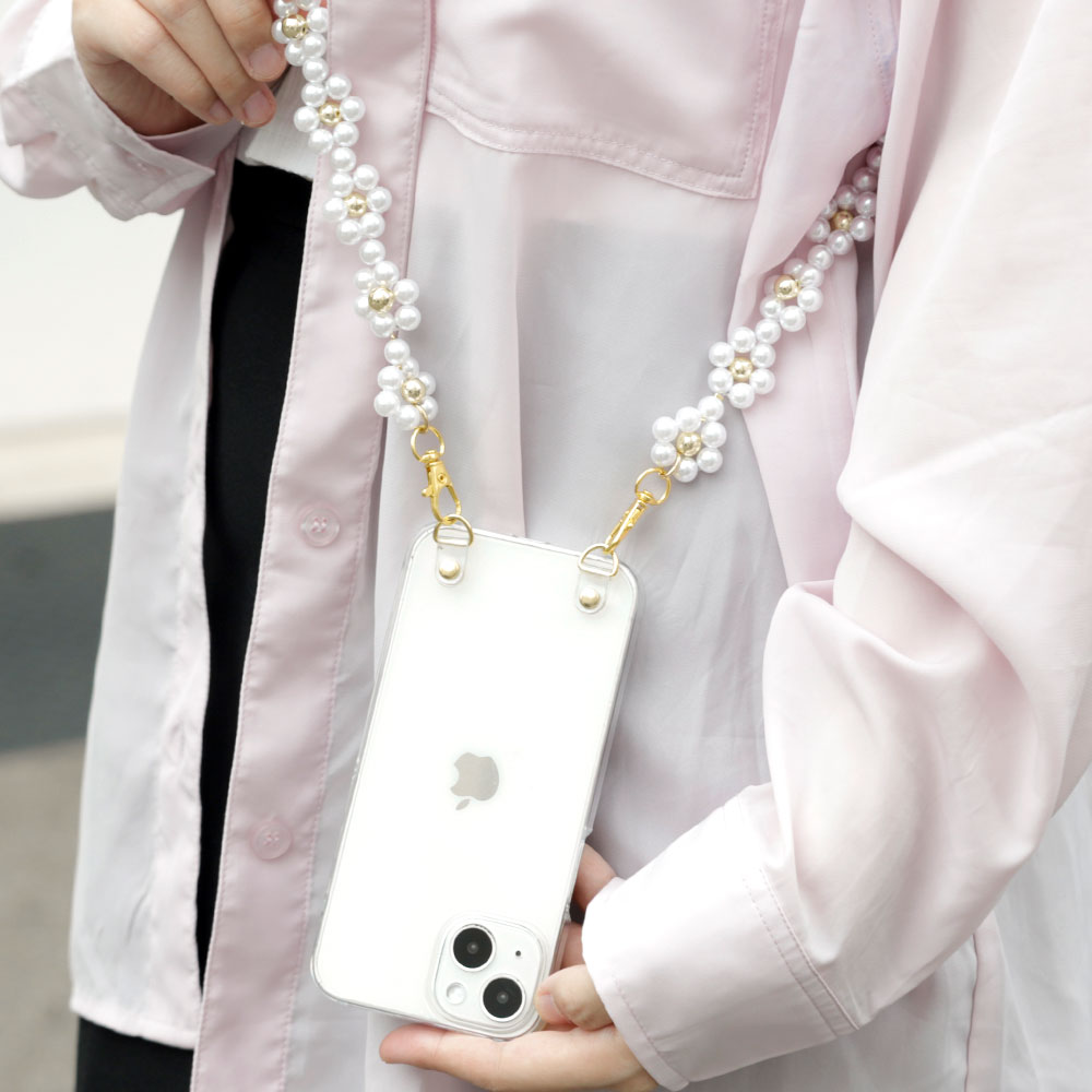 スマホショルダー スマホケース 韓国 クリア 可愛い ipod touch ケース ipod touch 第7世代 ケース ipod touch 7 ケース ipodtouch 第6世代 ケース ipod touch 6 ケース アイポッドタッチ ケース かわいい クリアケース ハードケース ショルダーストラップ付き パール 2