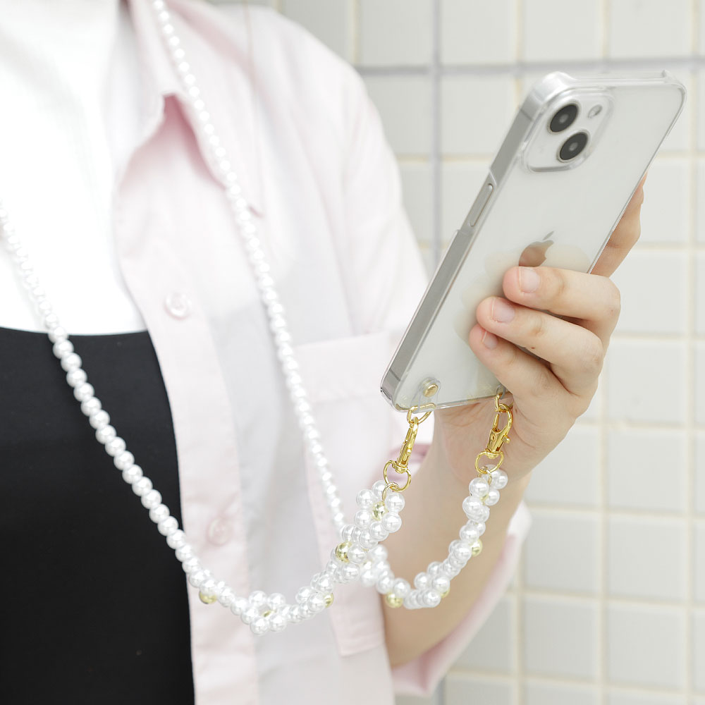 スマホショルダー 韓国 クリア 可愛い Galaxy SCR01 ケース Galaxy 5G Mobile Wi-Fi ケース Wi-Fi モバイルルーター ケース ポケットWi-Fi ケース カバー クリアケース ハードケース ショルダーストラップ付き パール