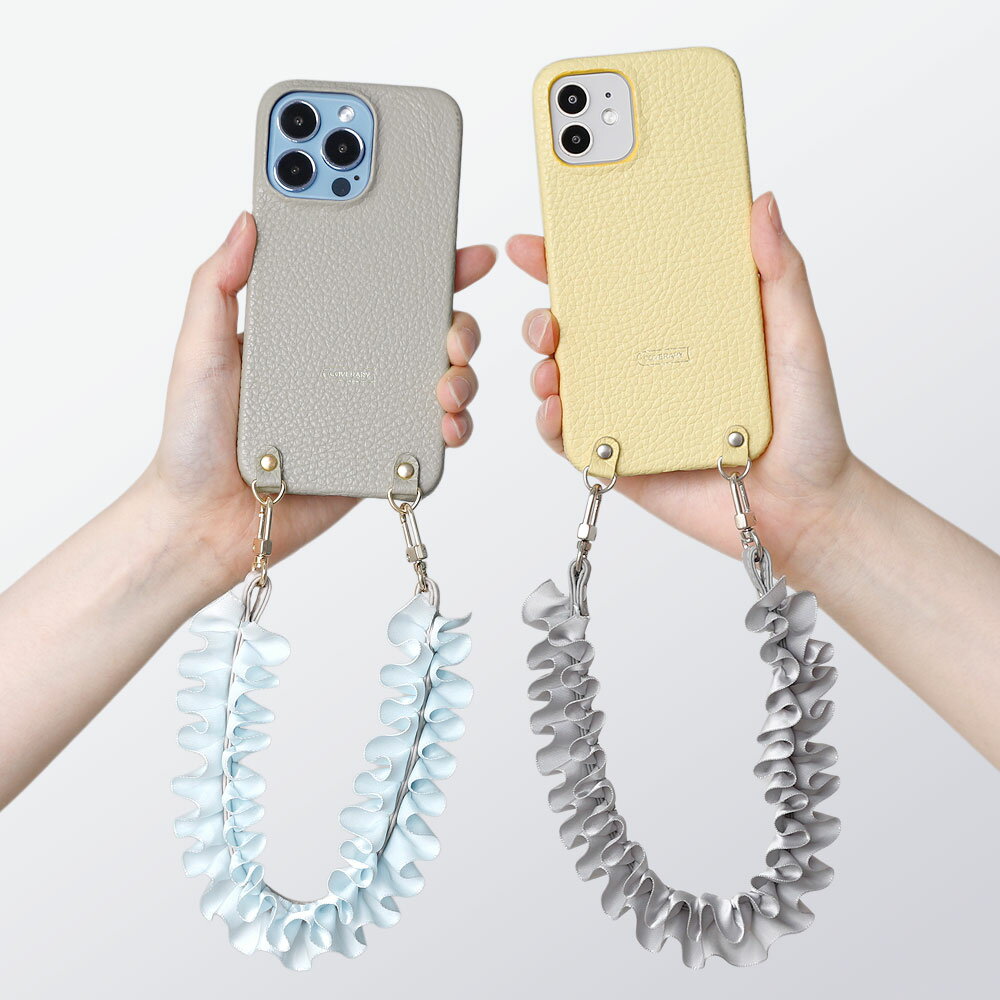 スマホケース 全機種対応 本革 レザー バンド付き スマホケース フリルストラップ付き iPhone17 ケース スマホケース iPhone16eケース Google Pixel 10 ケース おしゃれ AQUOS sense8 ケース Galaxy S25 ケース 【スマホケース フリルストラップ バンド付き】