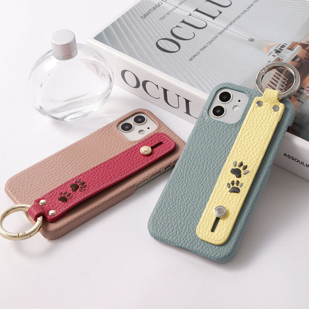 スマホベルト ipod touch ケース ipod touch 第7世代 ケース ipod touch 7 ケース ipodtouch 第6世代 ケース ipod touch 6 ケース アイポッドタッチ ケース かわいい レザー 本革 ハードケース ハンドベルト 刺繍 肉球 ネコ おしゃれ 2