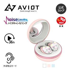 ワイヤレスイヤホン かわいいデザイン AVIOT TE-D01i2 完全ワイヤレスイヤホン ノイズキャンセリング ノイキャン bluetooth ミラー付きケース ポーチ付き 安心の日本ブランド おしゃれ 女性向け マカロンケース