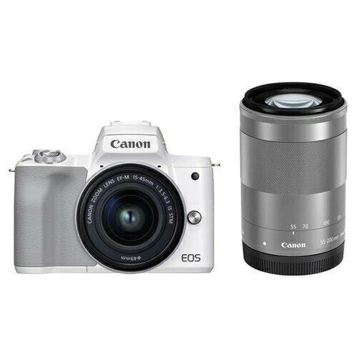 【新品】Canon EOS Kiss M2 ホワイト ダブルズームキット 印あり【送料無料】【即日発送、土、祝日発送】