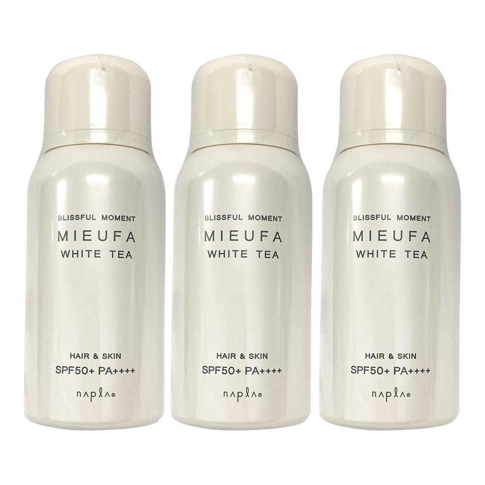 3個セット ナプラ napla ミーファ フレグランス UVスプレー ホワイトティー 80g 日焼け止め 日やけ止め UVケアミスト SPF50＋ PA++++