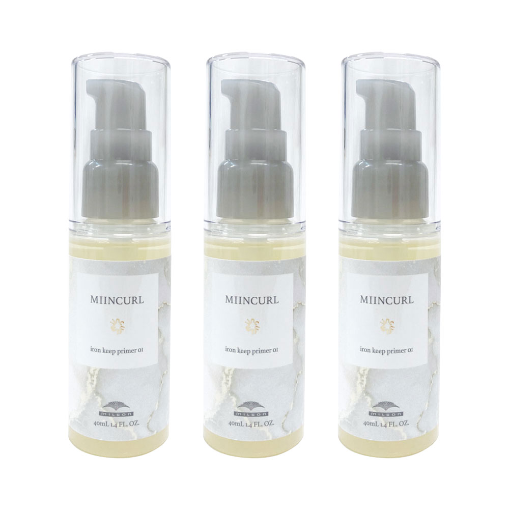 3個セット ミインカール アイロンキープ プライマー01 40ml アイロン下地オイル 軽やかに弾む髪へ ホワイトムスクの香り MIINCURL milbon アウトレット商品