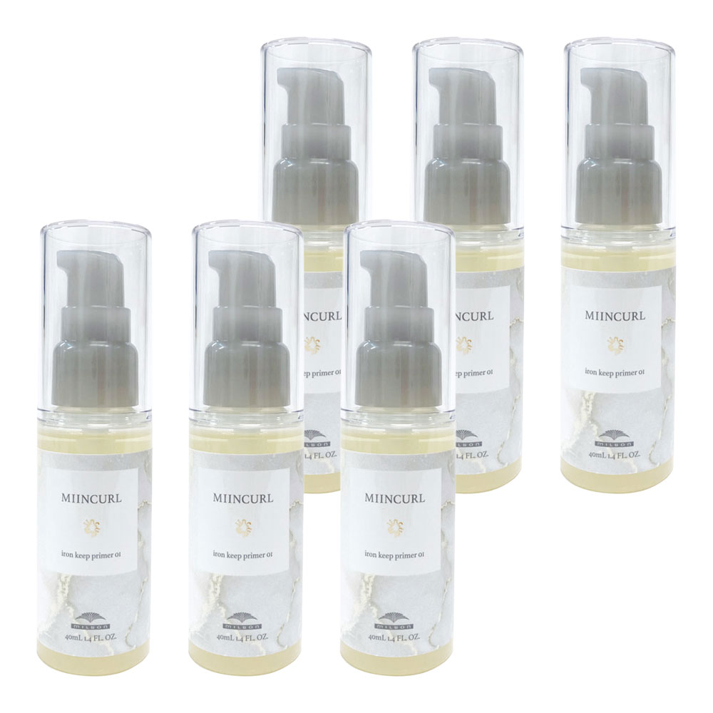 6個セット ミインカール アイロンキープ プライマー01 40ml アイロン下地オイル 軽やかに弾む髪へ ホワイトムスクの香り MIINCURL milbon アウトレット商品