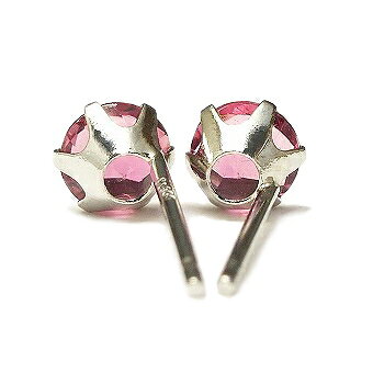 ジュエリーメビウスのプラチナ Pt900 ピンクトルマリン ピアス 4mm【10月誕生石】【送料無料】※pema｜アングル3