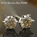 【SIクラス シャンパンカラー】0.5ct ブラウン ダイヤモンド ピアス スタッドピアス 6本爪 プラチナ Pt900 ブラウンダイヤモンド【送料無料】※pema