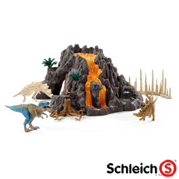 【おまけ付き オリジナルシール】【シュライヒ 恐竜】 schleich 大火山とティラノサウルス恐竜ビッグセット【005640】【autumn_D1810】【kd】