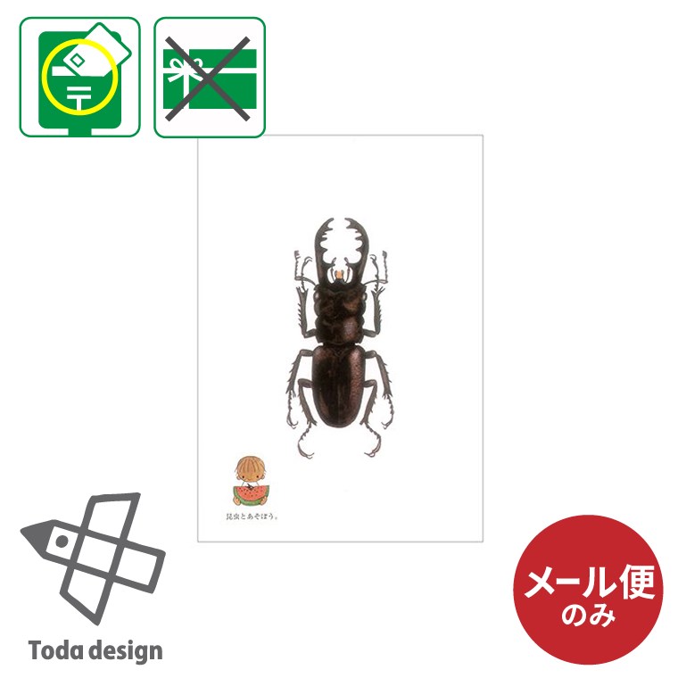 メール便のみ ポストカード 絵はがき 昆虫とあそぼう クワガタ 戸田デザイン研究室 とだこうしろう 絵本 美術館 限定 手紙 入園 入学 ポイント消化