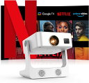 【Google TV搭載・音声アシスタント】プロジェクター 家庭用 天井 スクリーン 吊り下げ 小型 家庭用 スマホ接続 1200ANSI輝度 - スタンド一体...