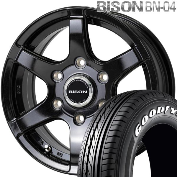 ★期間限定ラジアル★ ホットスタッフ バイソン BN-04（BISON）15x6.0 ＋44 6H/139.7 メタリックブラック x4本 ※GY EAGLE#1 ナスカープラス 195/80R15