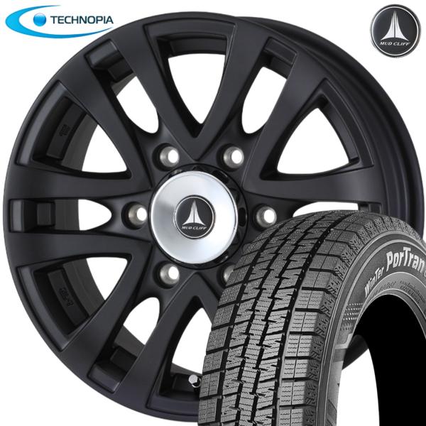 ★期間限定スタッドレス★ テクノピア MUD CLIFF（マッドクリフ）15x6.0 ＋33 6H/139.7 マットブラック x4本 ※2023年製 クムホ CW61 195/80R15