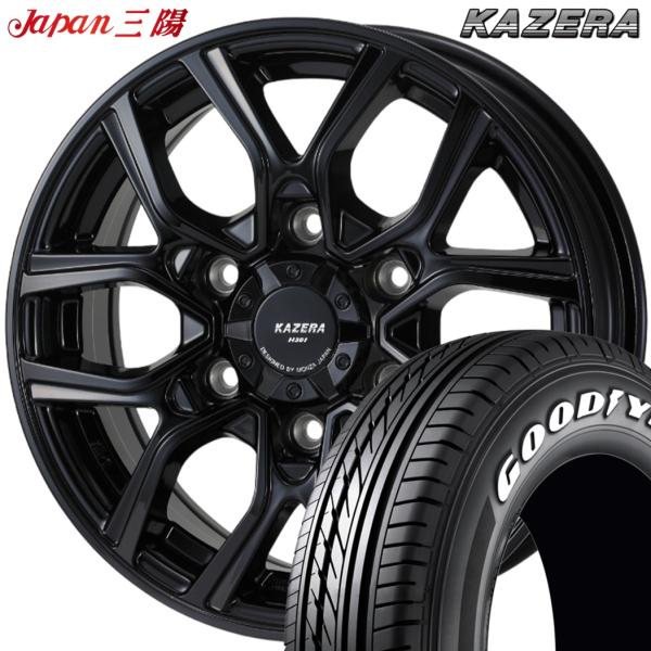 ★期間限定ラジアル★ ジャパン三陽 KAZERA H301（カゼラ H301）15x6.0 ＋44 6H/139.7 ブラック x4本 ※GY EAGLE#1 ナスカープラス 195/80R15