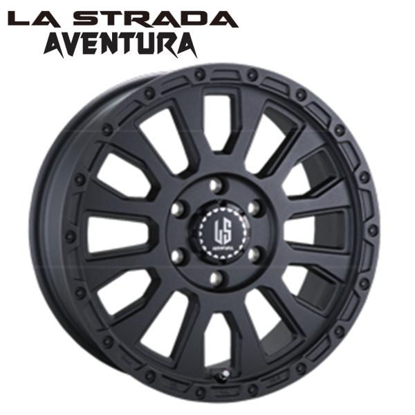 樂天商城 - LA-STRADA AVENTURA (ラ ストラーダ アヴェンチュラ) 17 x 6.5 +38 6H/139.7 WB (リンクルブラック) 106.1φ x 4本　※HIACE(ハイエース)200