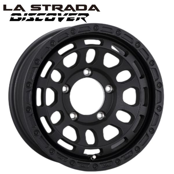 LA-STRADA DISCOVER (ラ ストラーダ ディスカバー) 15 x 6.0 +0 5H/139.7 WB (リンクルブラック) 108.1φ x 4本　※ジムニーシェラ（JWL・JWL-T規格）