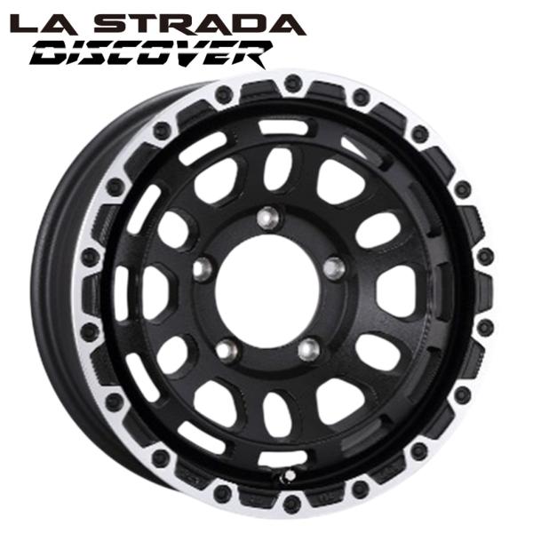 LA-STRADA DISCOVER (ラ ストラーダ ディスカバー) 15 x 6.0 +0 5H/139.7 WBRP (リンクルブラックリムポリッシュ) 108.1φ x 4本　※ジムニーシェラ