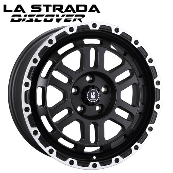 LA-STRADA DISCOVER (ラ ストラーダ ディスカバー) 18 x 8.0 +40 5H/127 WBRP (リンクルブラック リムポリッシュ) 71.6Φ x 4本　※ジープ ラングラー(JK/JL)