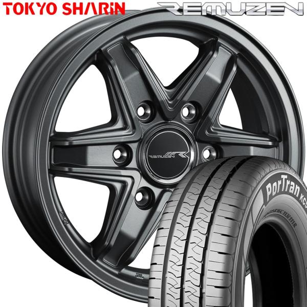★期間限定ラジアル★ TOKYO SHARINREMUZEN（レミューゼン）15x6.0 ＋33 6H/139.7 マットガンメタ x4本 ※クムホ ポートラン KC53 195/80R15