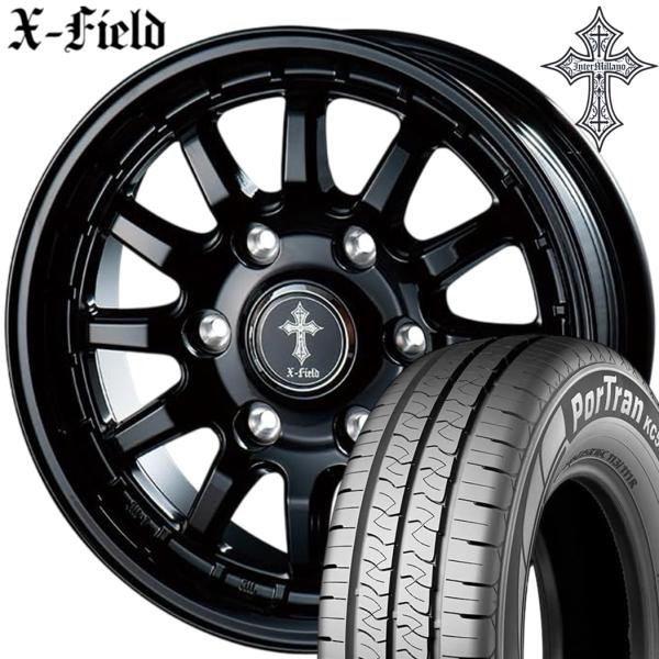 ★期間限定ラジアル★ ベスト X-FIELD α（クロスフィールド アルファ）15x6.0 ＋43 6H/139.7 ブラック x4本 ※KUMHO クムホ ポートラン KC53 195/80R15