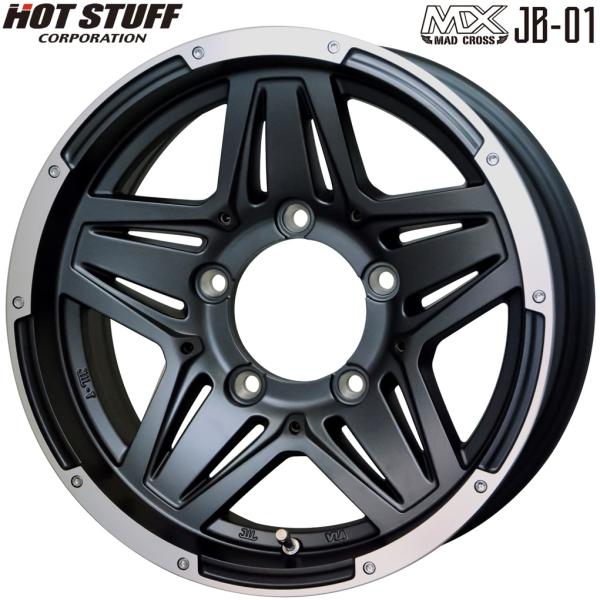 ★数量限定★ HOTSTUFF【ホットスタッフ】マッドクロス JB-01 16x6.0 ±0 5H/139.7 アッシュグレー＆リムポリッシュ（AG/P）JB1-6 x4本