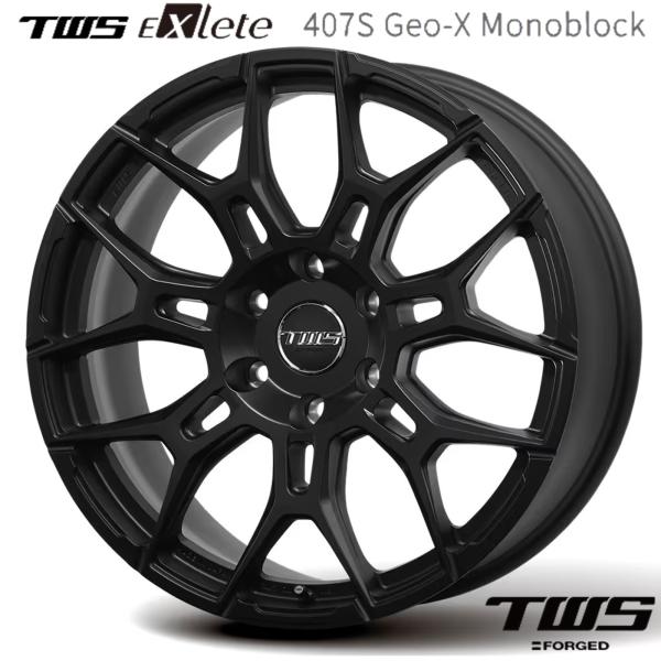 TWS EXlete 407S Geo-X Monoblock（エクスリート・407S ジオクロス モノブロック）20x9.5 +25 5H/130 フェイス2フラットブラック x4本
