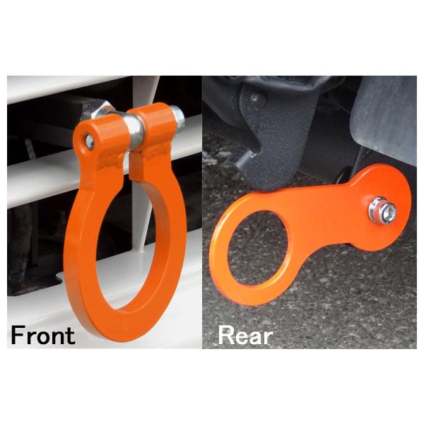 【オーバーテック】トラクションフック・牽引フック（フロント）+（リヤ）前後セット TV1/TV2 サンバーバン ※フロント可倒式/リア固定式 スチール製