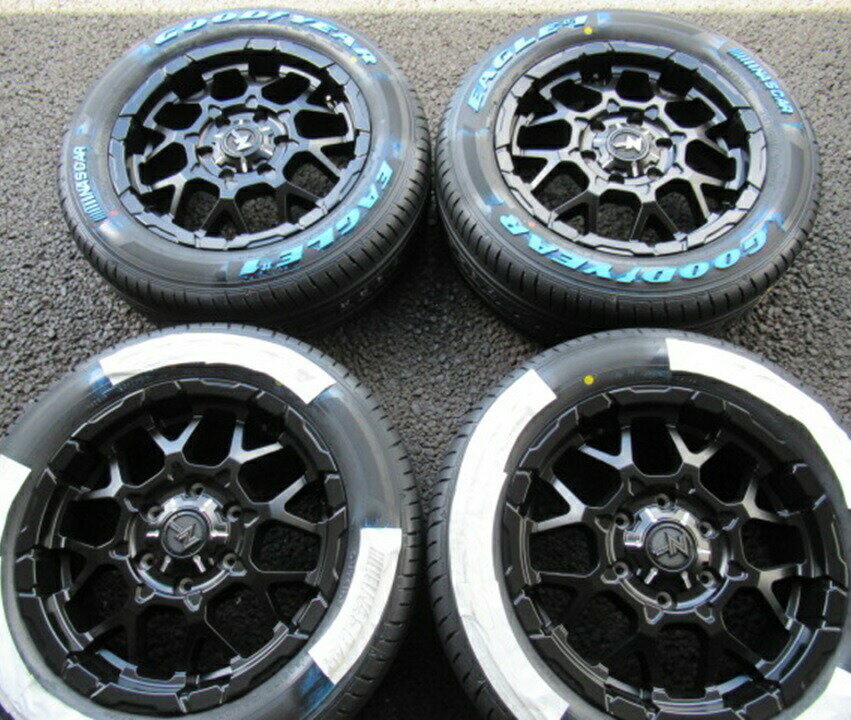 ★数量限定★MID NITROPOWER【ナイトロパワー】M28 BULLET（バレット）17x6.5 ＋48 6H/139.7セミグロスブラック/マシニング x4本 ※GOODYEAR EAGLE＃1 NASCAR PLUS（ナスカー プラス）215/60R17 109/107C LT規格 ホワイトレタータイヤ
