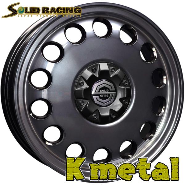 ソリッドレーシング【ケーメタル】K-metal 14x4.5 ＋45 4H/100 ミストブラック（艶ありスモーククリア）x4本セット