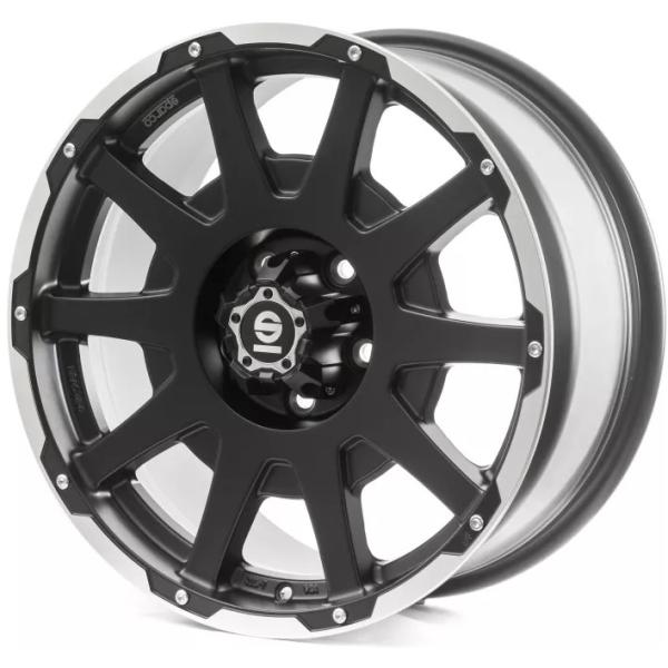 MB Car-PartsのOZ SPARCO DAKAR【スパルコ ダカール】17x7.5 +35 5H/112 マットブラックリップポリッシュ+リベット（MBP）x4本（パーツキット付属）｜アングル2
