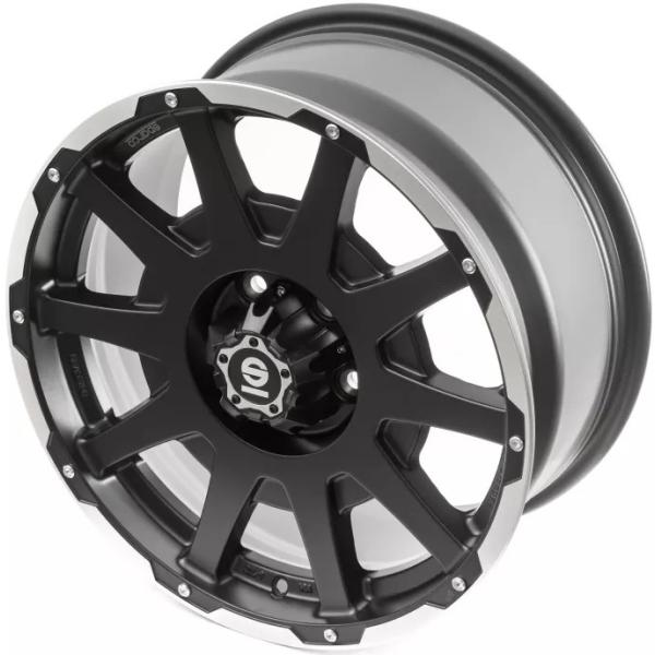 MB Car-PartsのOZ SPARCO DAKAR【スパルコ ダカール】17x7.5 +35 5H/112 マットブラックリップポリッシュ+リベット（MBP）x4本（パーツキット付属）｜アングル3