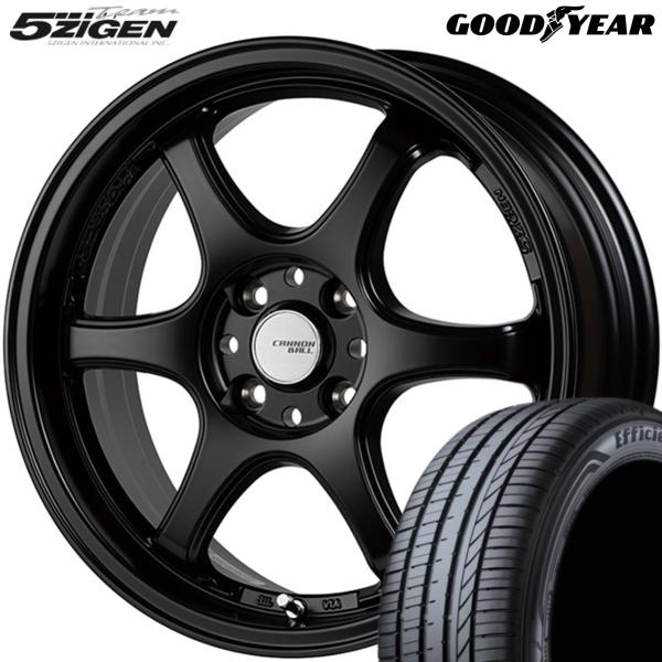 Rakuten - 5ZIGEN CANNONBALL【5次元】キャノンボール 15x6.0 ＋38 4/100 セミグロスブラック（SGBK) x4本　グッドイヤー EfficientGrip Comfort 165/50R15