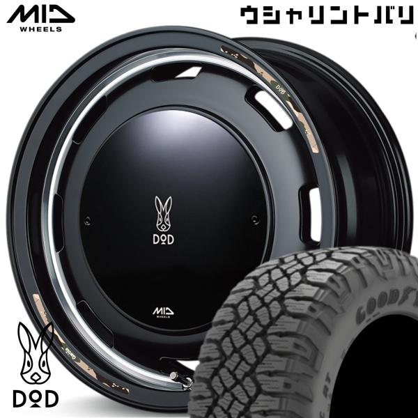 ★数量限定★【MID WHEELS × DOD】ウシャリントバリ 16x6.0 -5 5H/139.7 セミグロスブラック/リムヴァーレイポリッシュ x4本 ※GY DURATRAC-RT 225/75R16