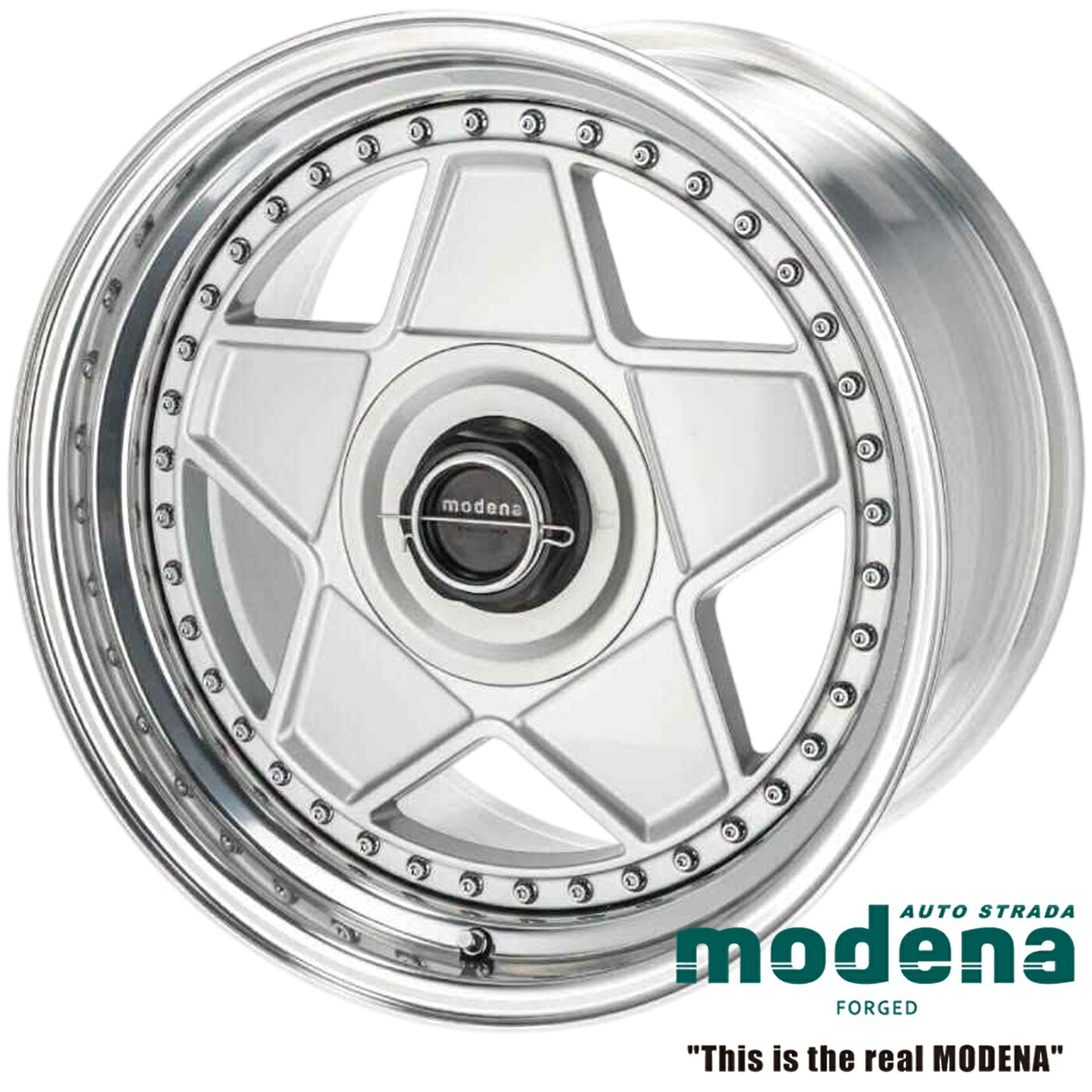 MODENA17x7.5J +38 / 17x9.0J +39 5H/114.3 ハブ径φ73.1 シルバー（SIL）x4本 ※RX-7（FC3S）専用・フル鍛造2ピース