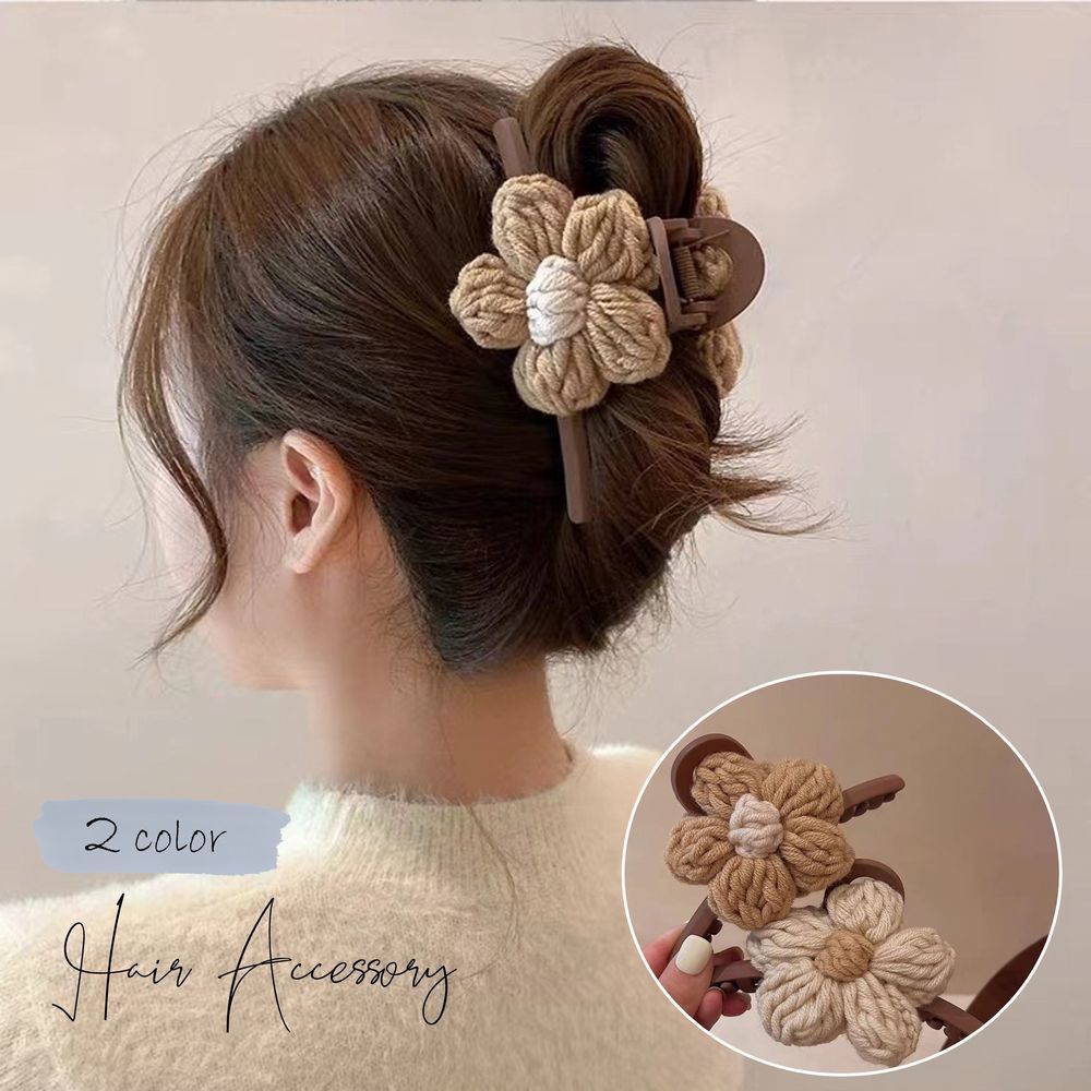 Rakuten - ヘアクリップ ヘアアクセサリー 髪留め バンスクリップ 大きめ 女性 レディース 婦人 お花 フラワー おしゃれ かわいい 秋冬