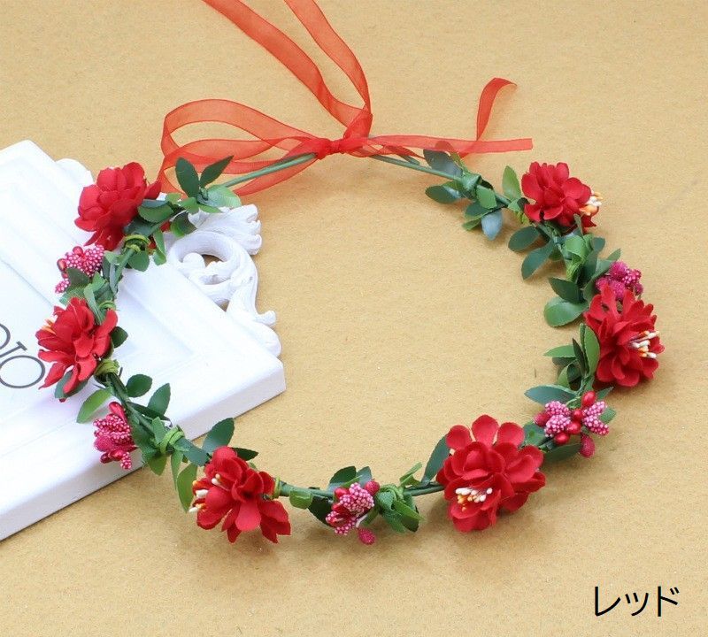 BACKYARD FAMILY インテリアタウンの花冠 花かんむり レディース 女性 婦人 ヘッドドレス ヘッドコサージュ フラワーティアラ 髪飾り ヘアアクセサリー ブライダル ウエディング 結婚式 イベント コスプレ かわいい おしゃれ｜アングル3