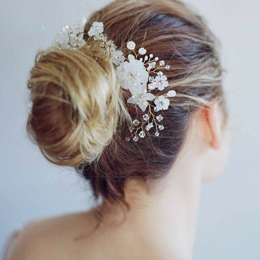 BACKYARD FAMILY インテリアタウンのヘアコーム コーム レディース 女性 ヘアアクセサリー 髪飾り 髪留め かんざし フラワー 花 小花 ラインストーン パール調 キラキラ 華やか かわいい｜アングル2