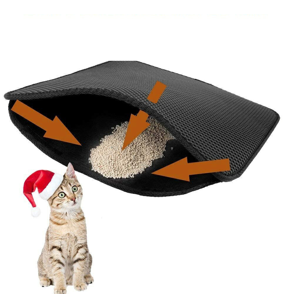 BACKYARD FAMILY インテリアタウンの砂取りマット 猫用 トイレマット 猫砂キャッチャー 砂落とし ネコ ペット用品 飛び散り防止 滑り止め 防水 大判 長方形 水洗い可｜アングル3