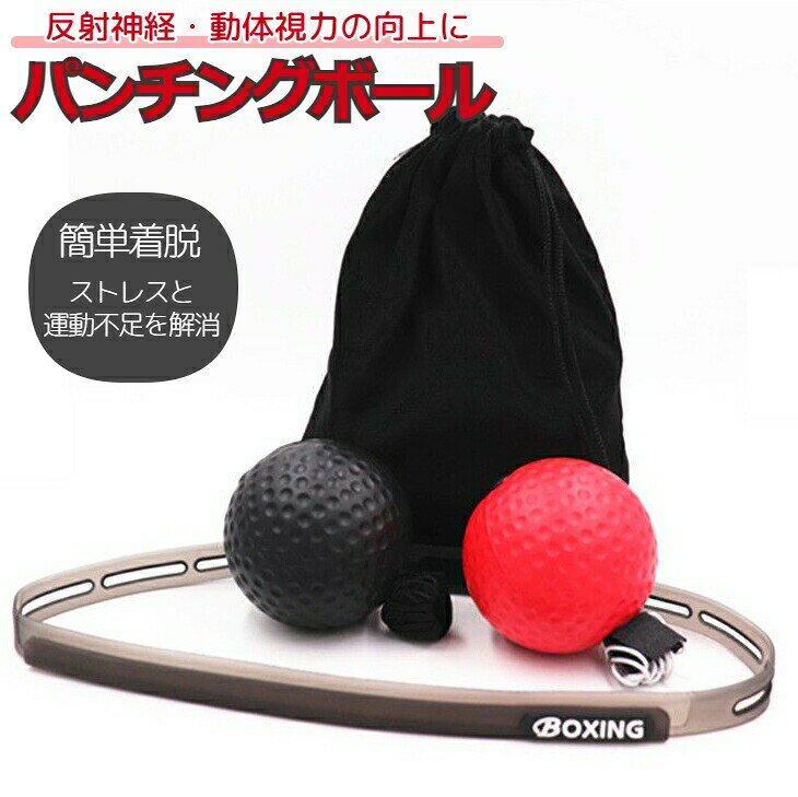 パンチングボール ボクシング トレーニング ヘッドバンド 動体視力 反射 エクササイズ 練習 収納袋付き コンパクト 携帯式 ストレス発散 ストレス解消 自宅 瞬発力 簡単 頭につけるタイプ 大人 子供