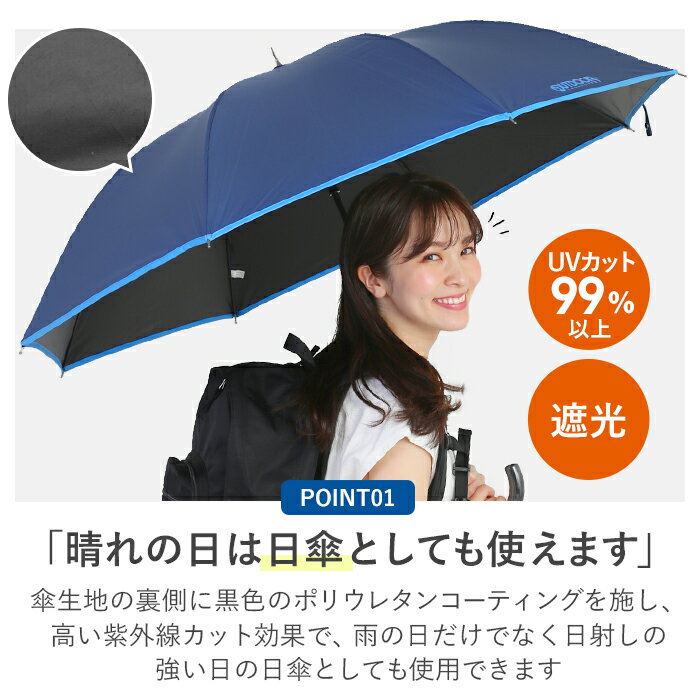 長傘 65cm 晴雨兼用 楽天 裏PUコーティ...の紹介画像2